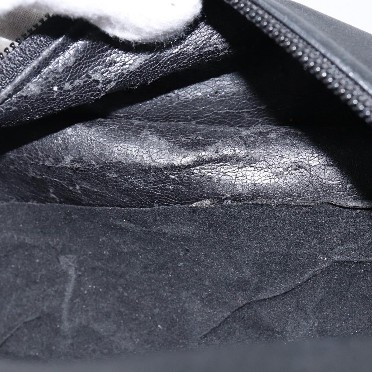 GUCCI Bamboo Hand Bag Leather Black Gold 000 3444 0580 Auth gh1149