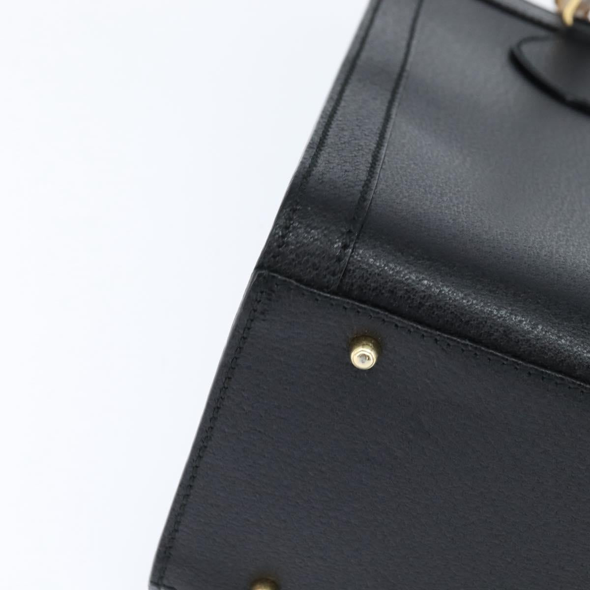GUCCI Bamboo Hand Bag Leather Black Gold 002 1186 0260 Auth gh1150