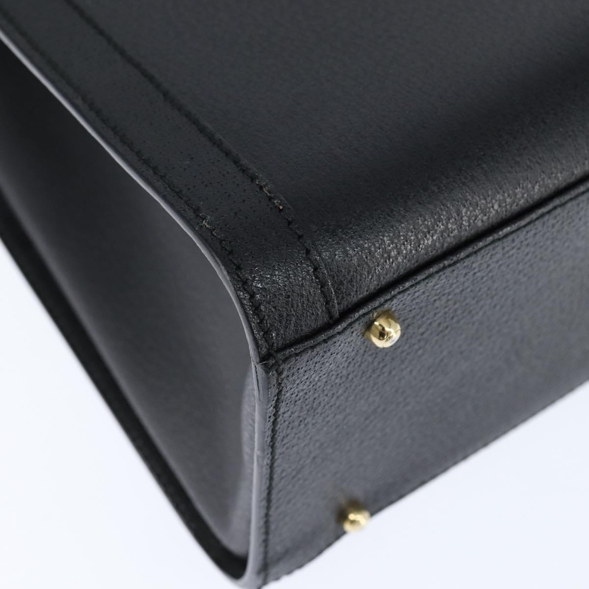 GUCCI Bamboo Hand Bag Leather Black Gold 002 1186 0260 Auth gh1150