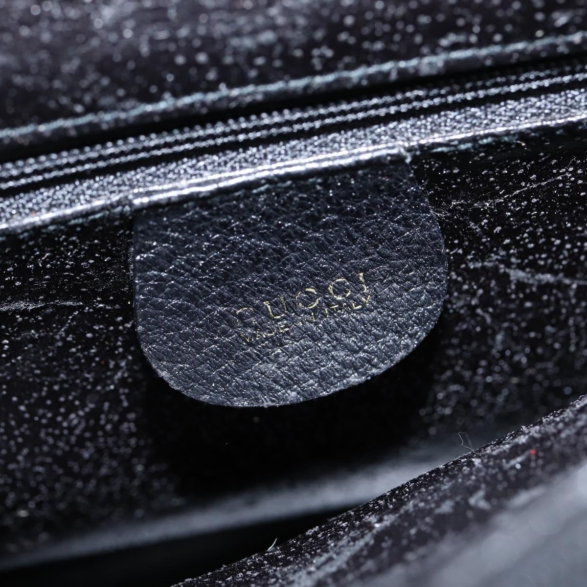 GUCCI Bamboo Hand Bag Leather Black Gold 002 1186 0260 Auth gh1150
