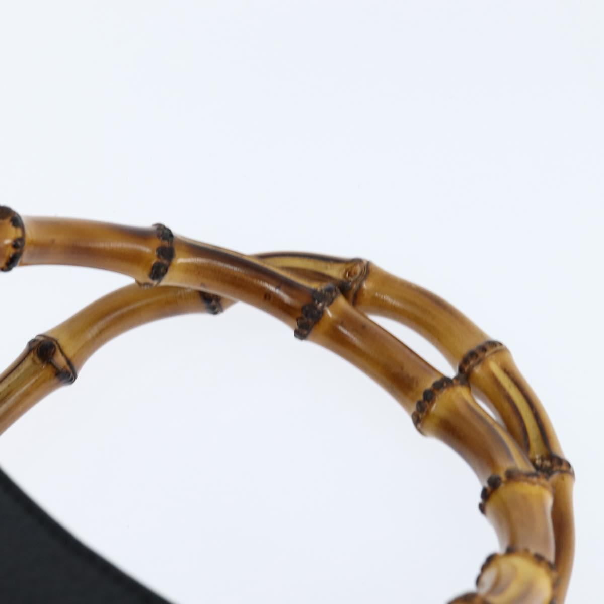 GUCCI Bamboo Hand Bag Leather Black Gold 002 1186 0260 Auth gh1150