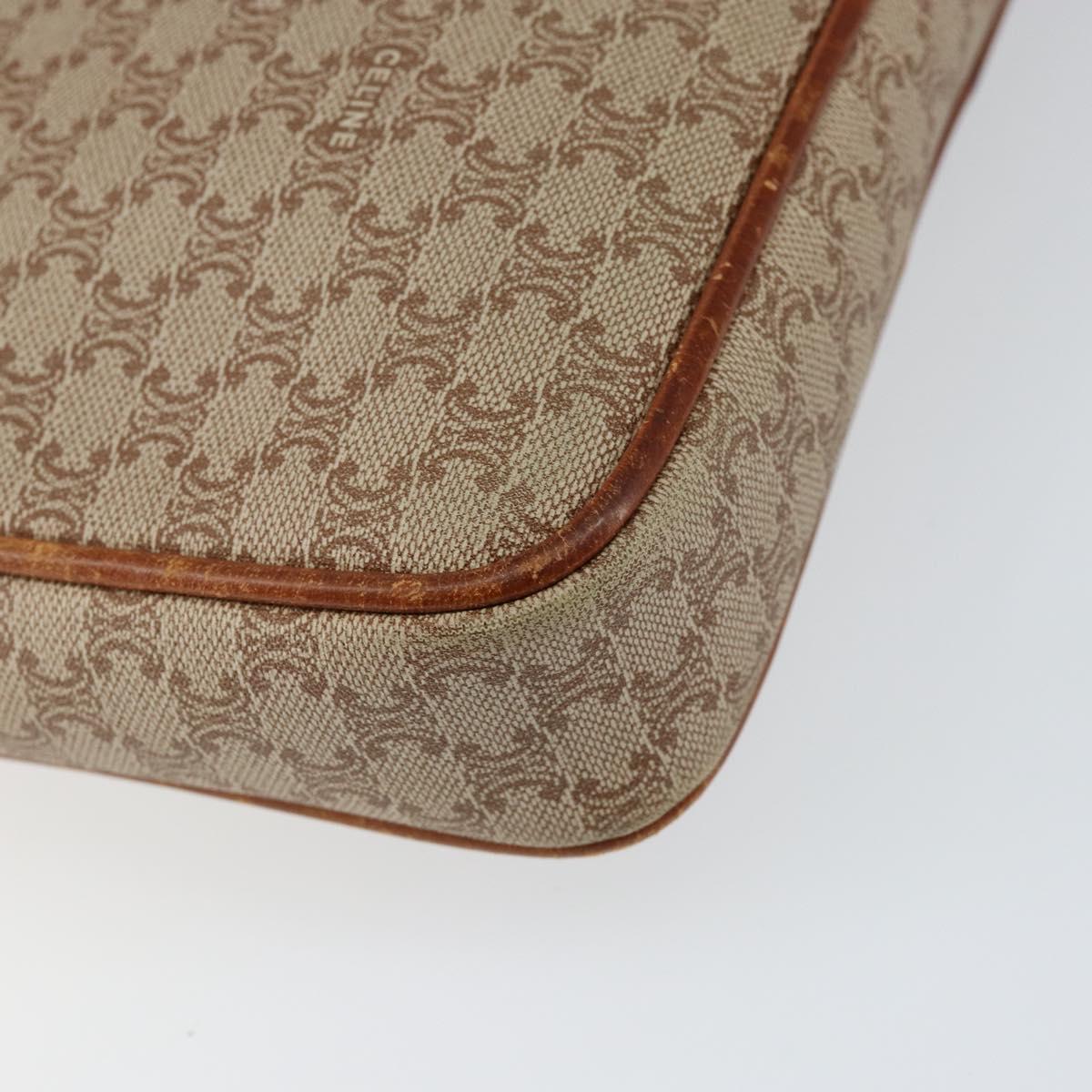 CELINE Macadam Canvas Clutch Bag PVC Beige Gold Auth gh1151