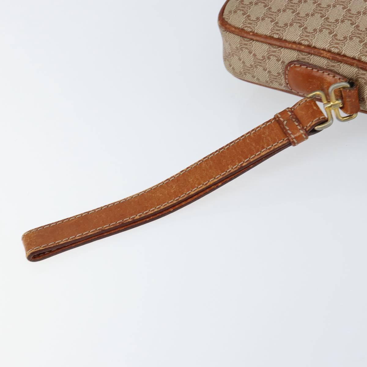 CELINE Macadam Canvas Clutch Bag PVC Beige Gold Auth gh1151