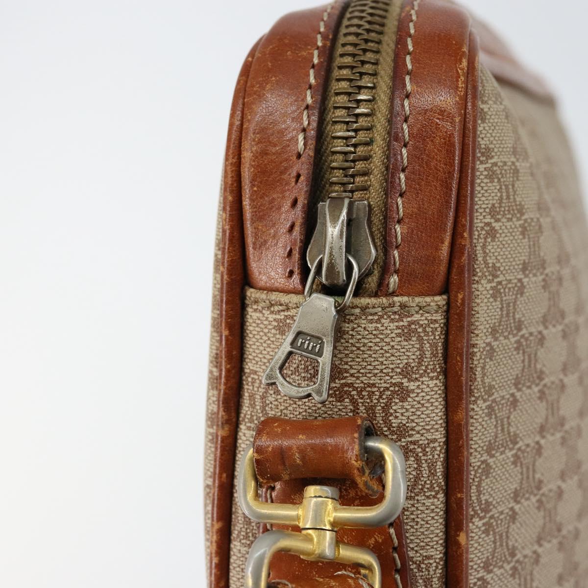 CELINE Macadam Canvas Clutch Bag PVC Beige Gold Auth gh1151