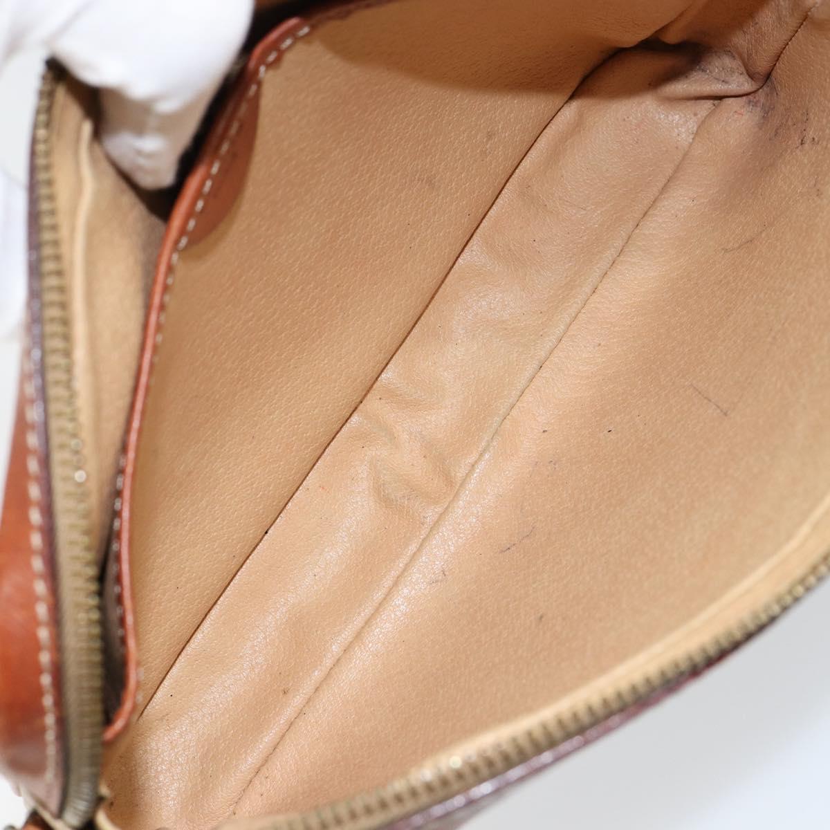 CELINE Macadam Canvas Clutch Bag PVC Beige Gold Auth gh1151