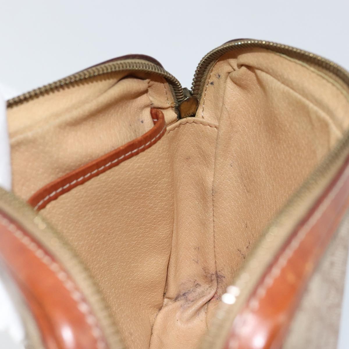 CELINE Macadam Canvas Clutch Bag PVC Beige Gold Auth gh1151