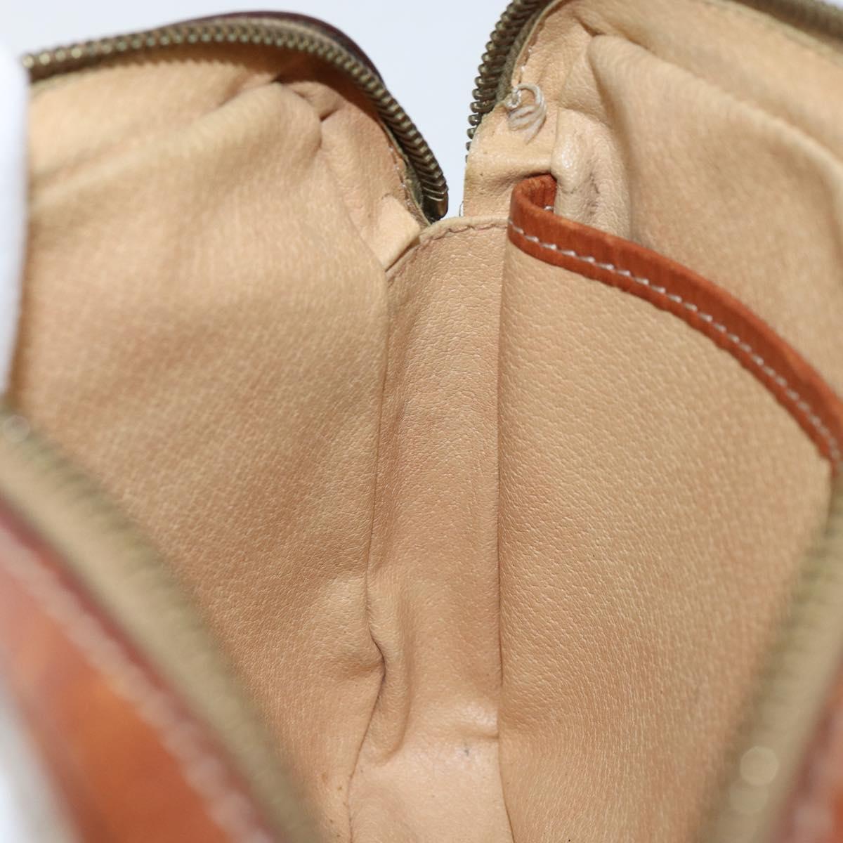 CELINE Macadam Canvas Clutch Bag PVC Beige Gold Auth gh1151