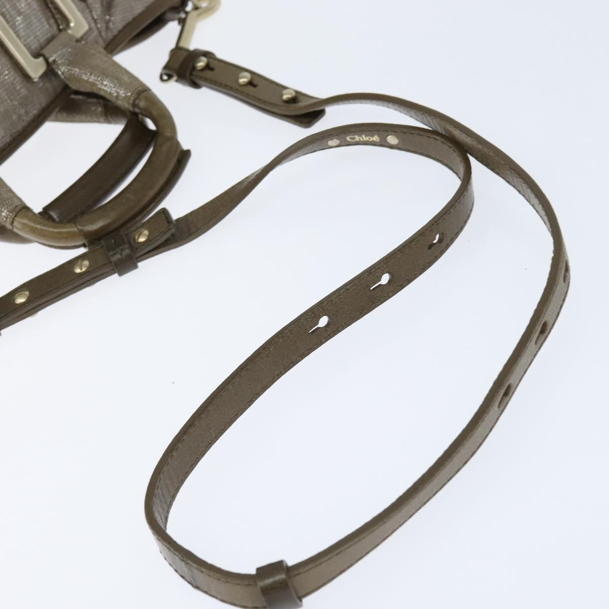 Chloe Etel Hand Bag Leather 2way Beige Gold Auth gh1152