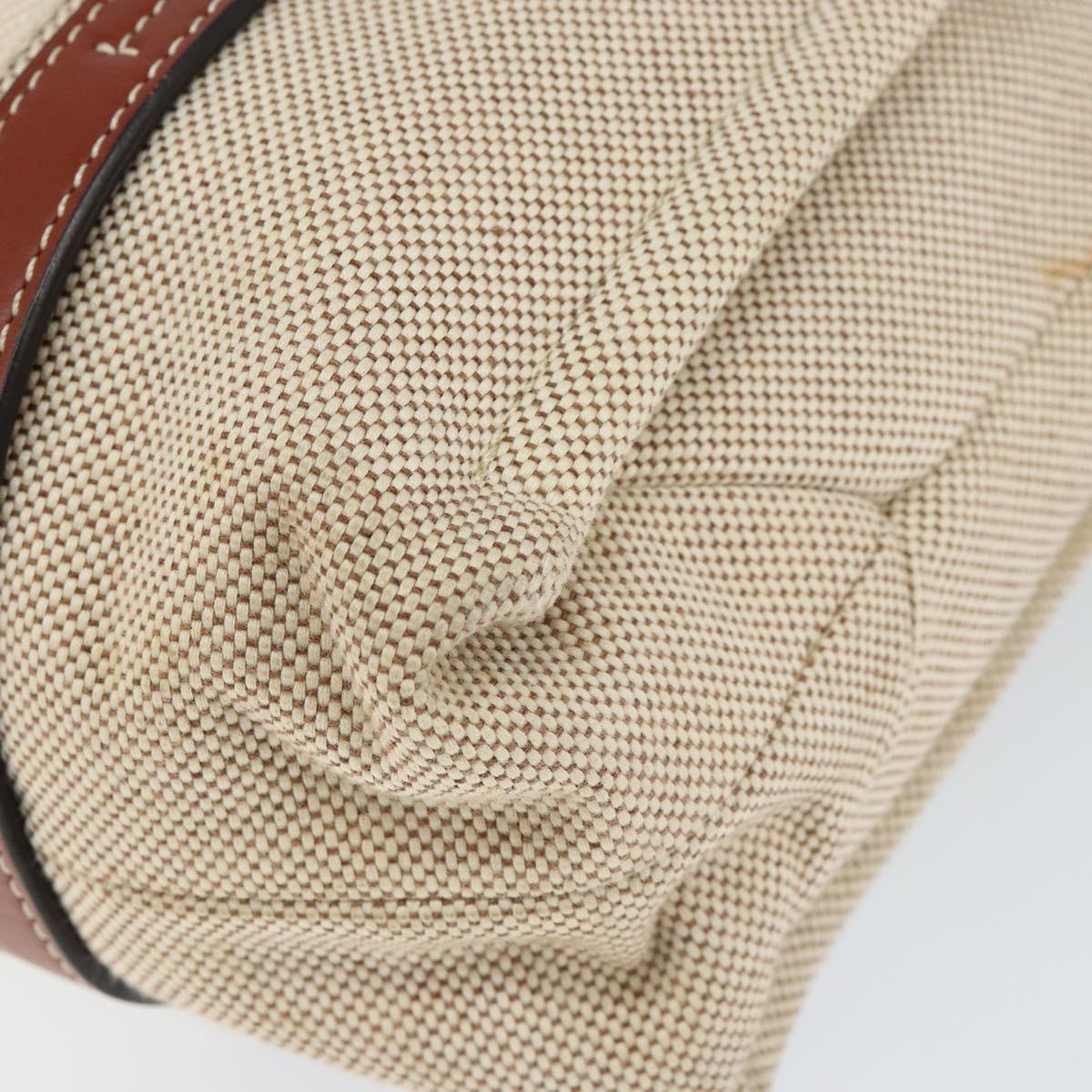 Chloe Woody La Tote Bag Canvas Leather Beige Brown Auth gh1153