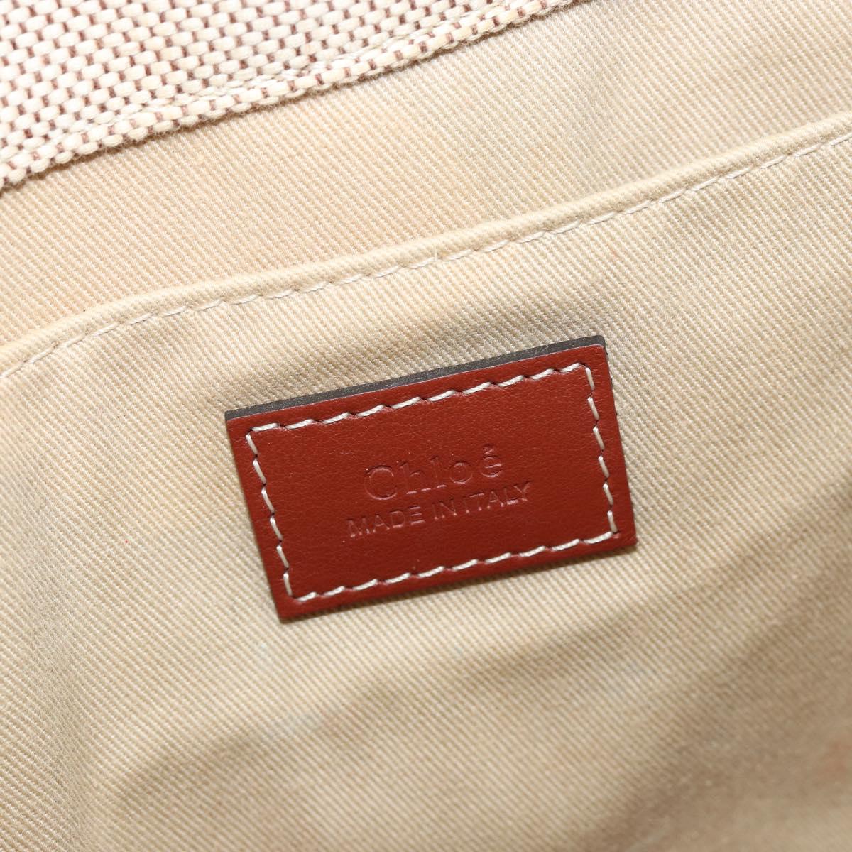 Chloe Woody La Tote Bag Canvas Leather Beige Brown Auth gh1153