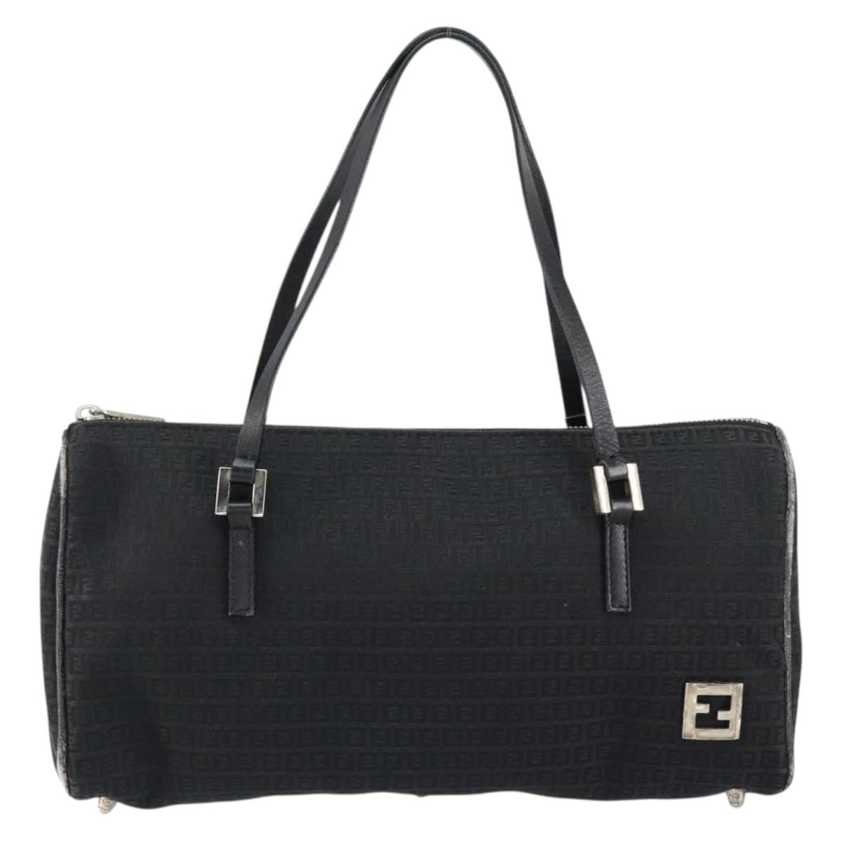 FENDI Zucchino Canvas Hand Bag Black Auth gh1154
