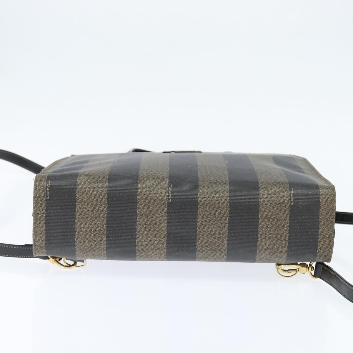 FENDI Pecan Canvas Hand Bag PVC 2way Black Brown Auth gh1157