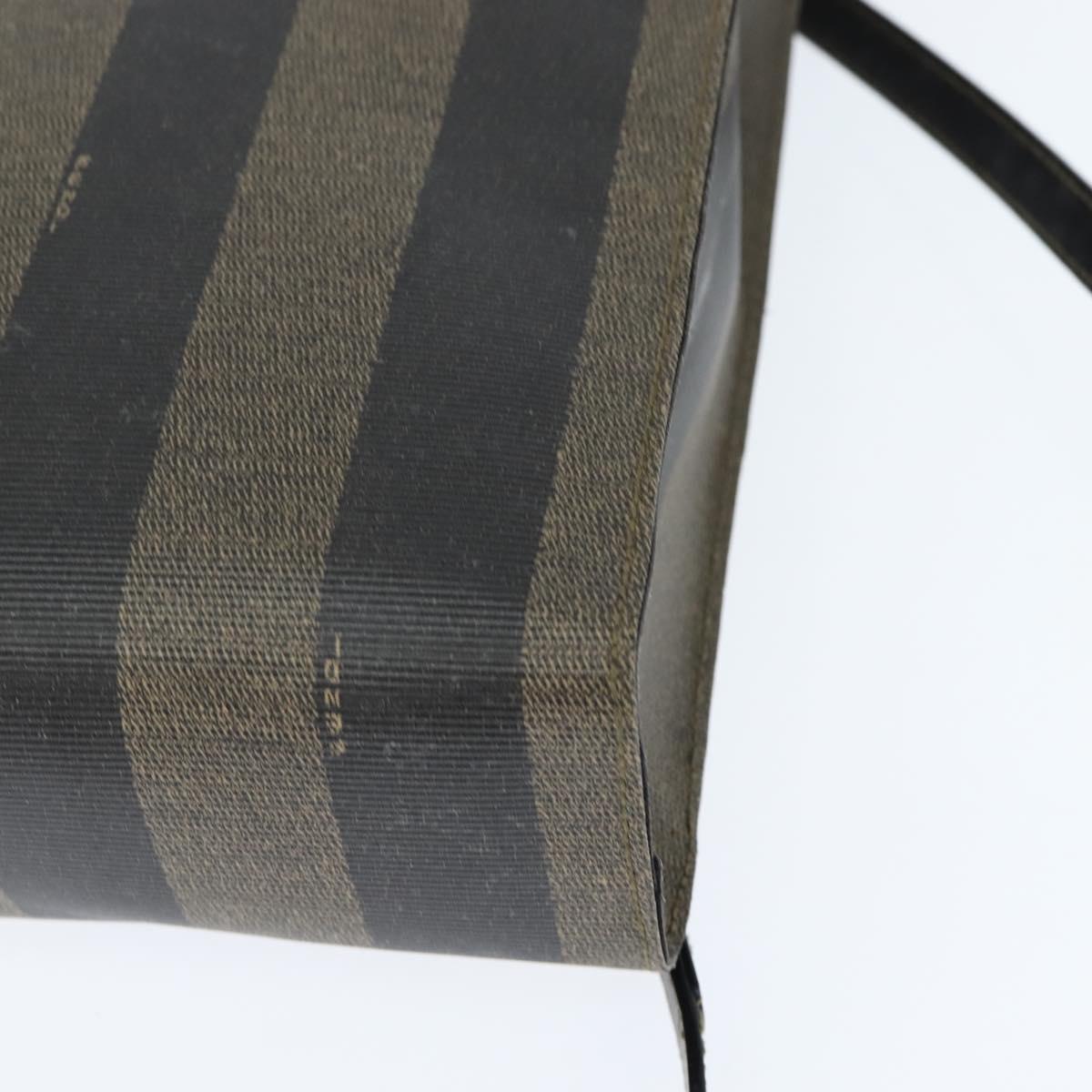 FENDI Pecan Canvas Hand Bag PVC 2way Black Brown Auth gh1157