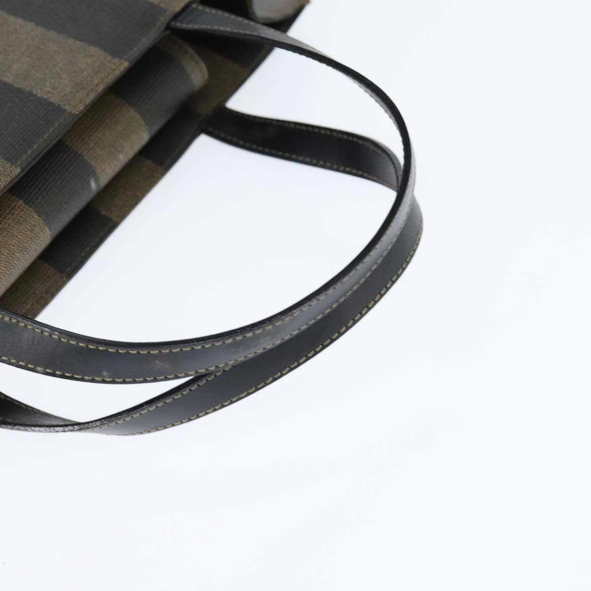 FENDI Pecan Canvas Hand Bag PVC 2way Black Brown Auth gh1157