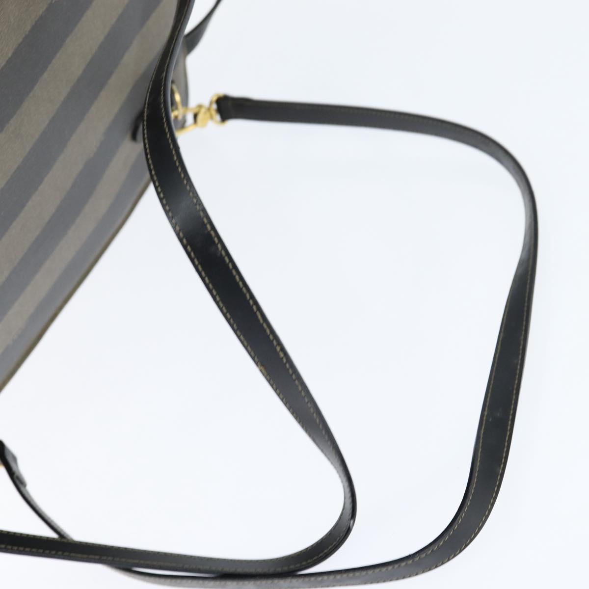 FENDI Pecan Canvas Hand Bag PVC 2way Black Brown Auth gh1157