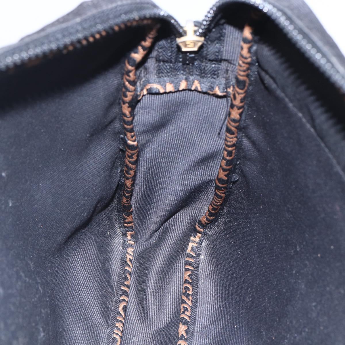 FENDI Shoulder Bag Nylon Black Gold Auth gh1158