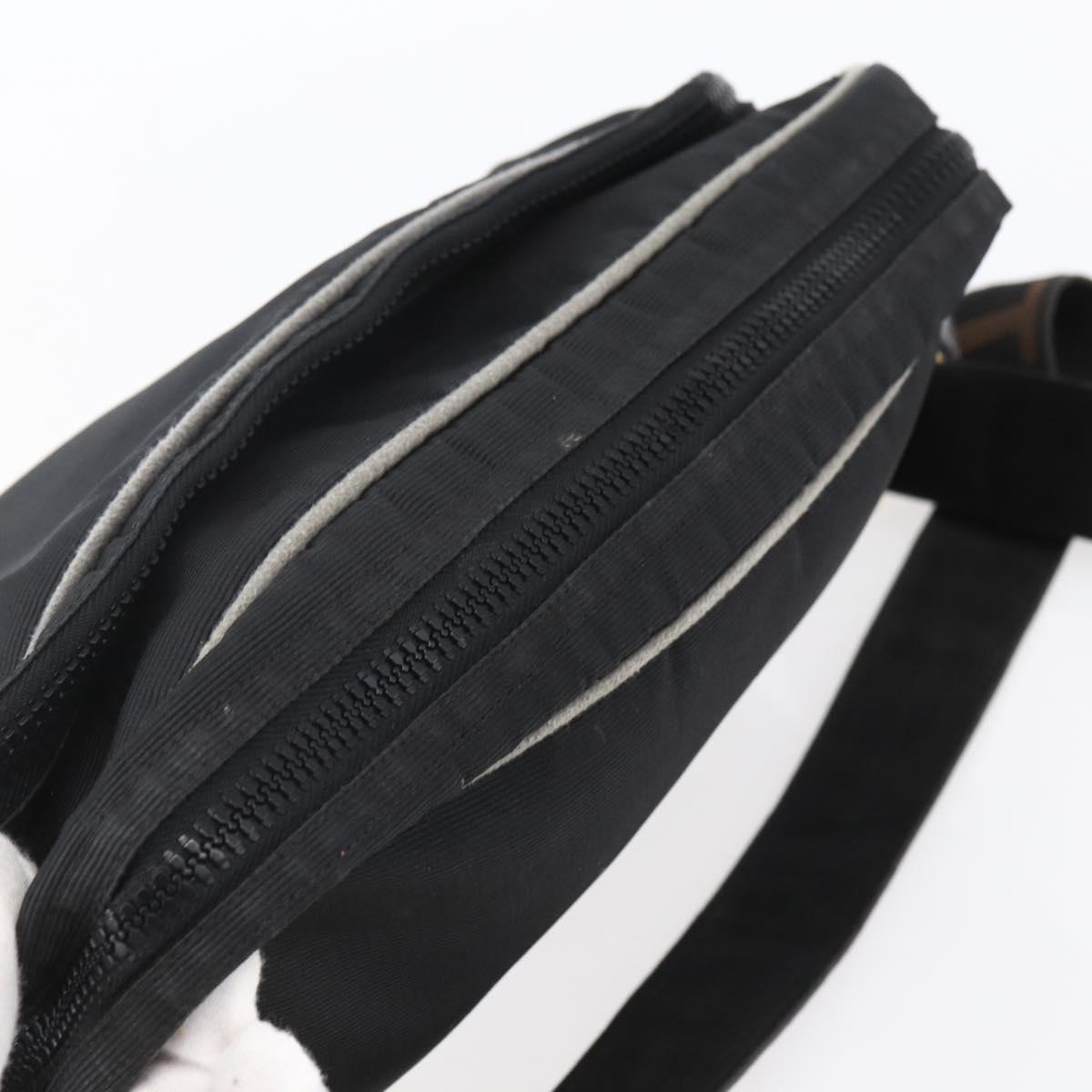 FENDI Shoulder Bag Nylon Black Gold Auth gh1158