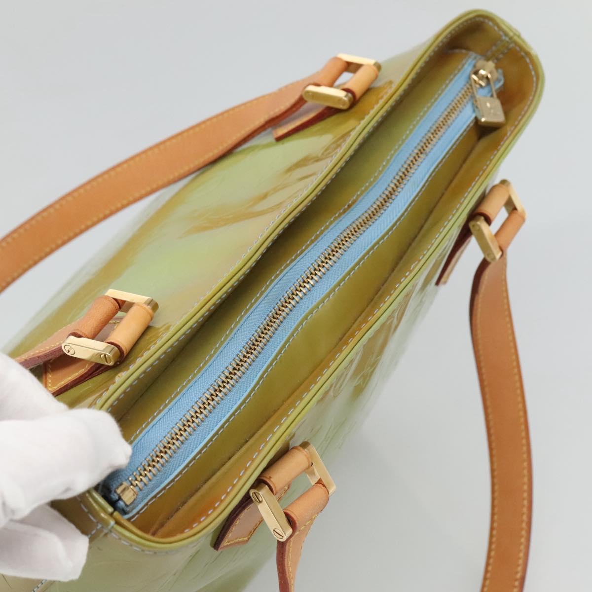 LOUIS VUITTON Monogram Vernis Houston Hand Bag Baby Blue M91005 LV Auth gh116