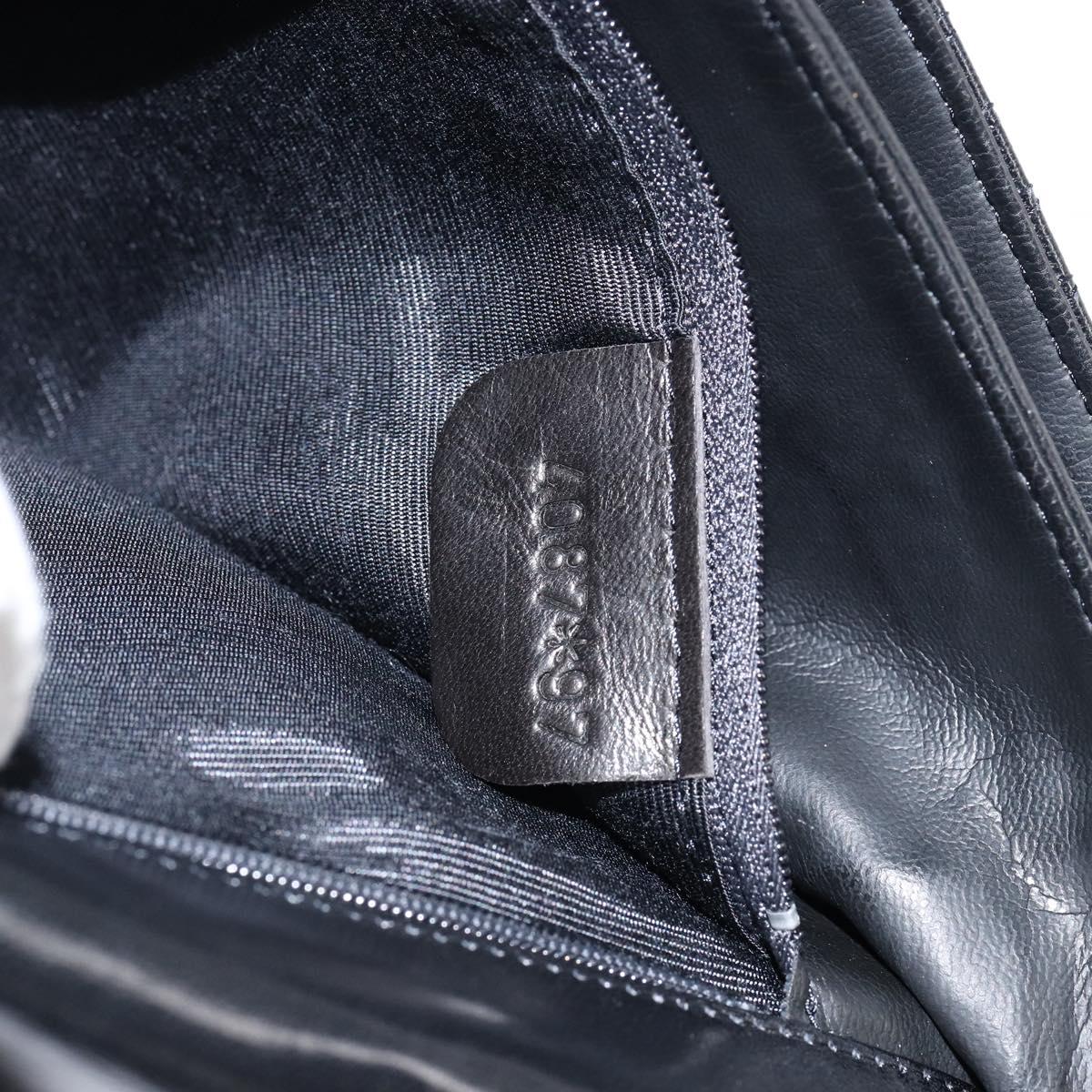 BALLY Quilted Hand Bag Leather Black Gold Auth gh1161