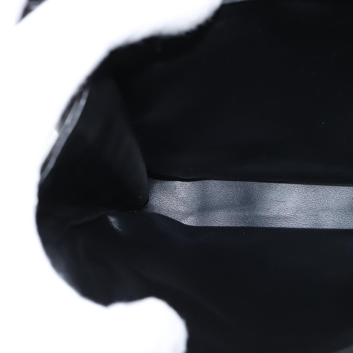 BALLY Quilted Chain Shoulder Bag Leather Black Gold Auth gh1162