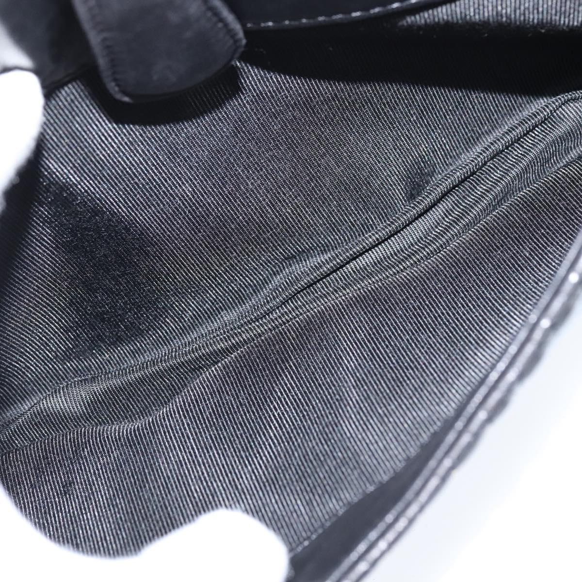 BALLY Quilted Chain Shoulder Bag Leather Black Gold Auth gh1162