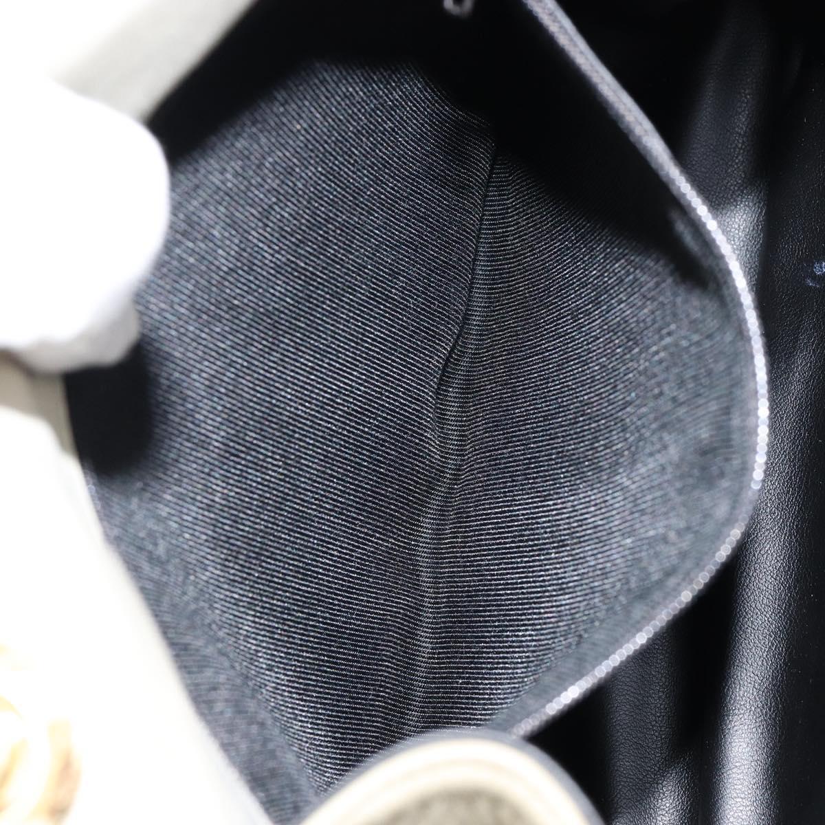 BALLY Quilted Hand Bag Leather White Gold Auth gh1163