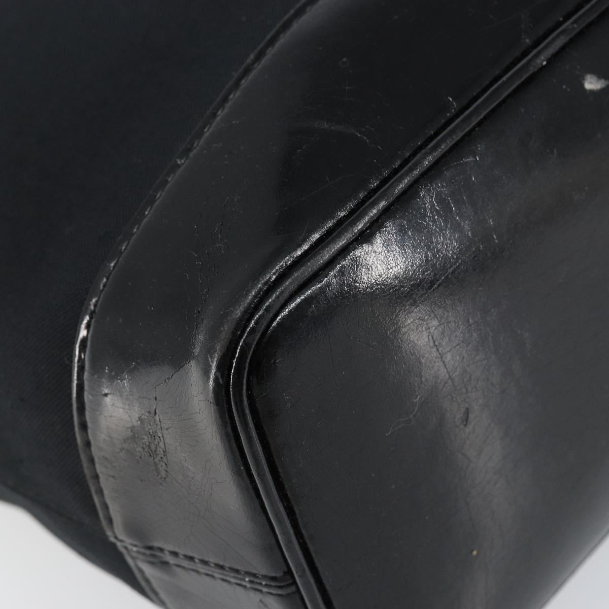 SAINT LAURENT Hand Bag Nylon Enamel Black Gold Auth gh1164