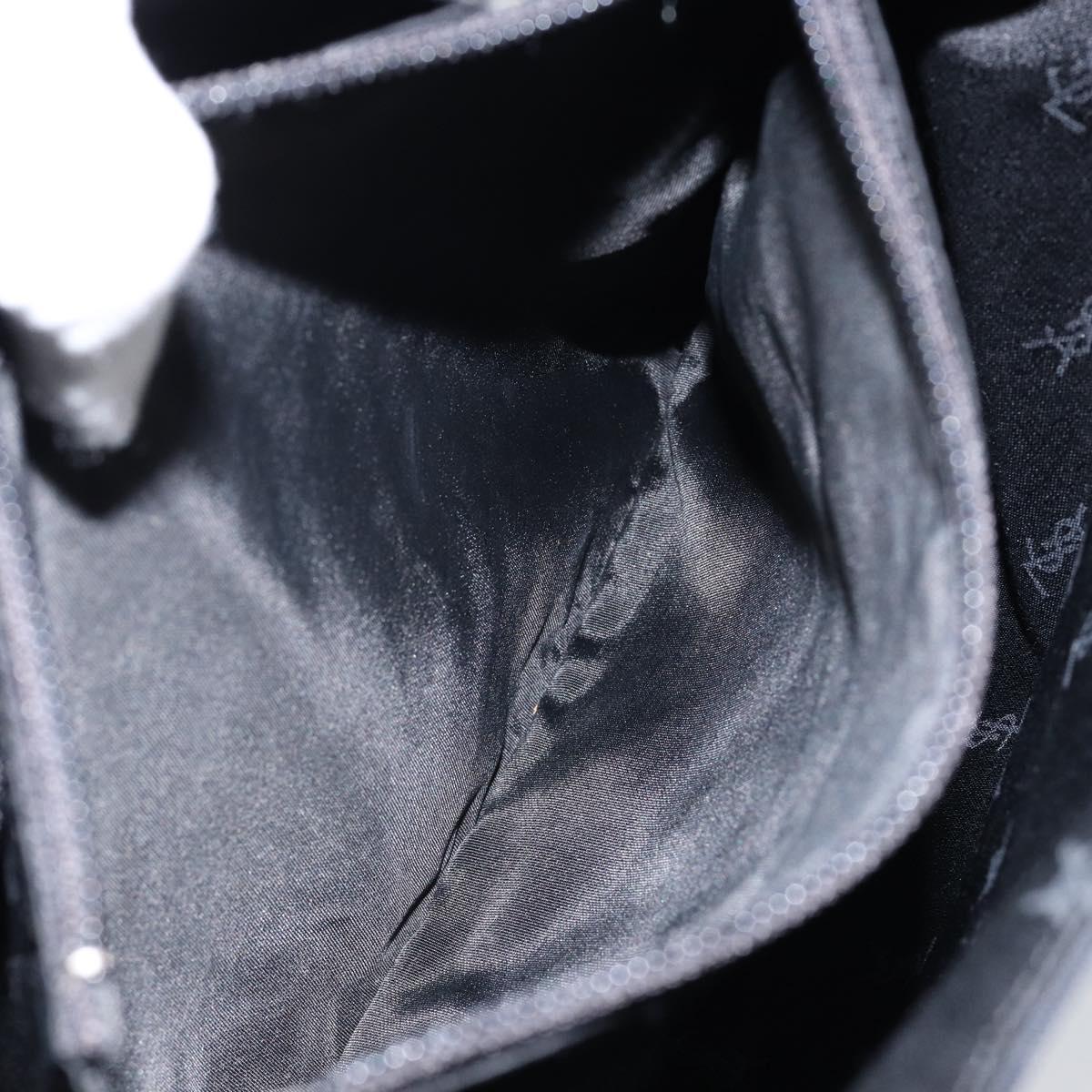 SAINT LAURENT Hand Bag Nylon Enamel Black Gold Auth gh1164