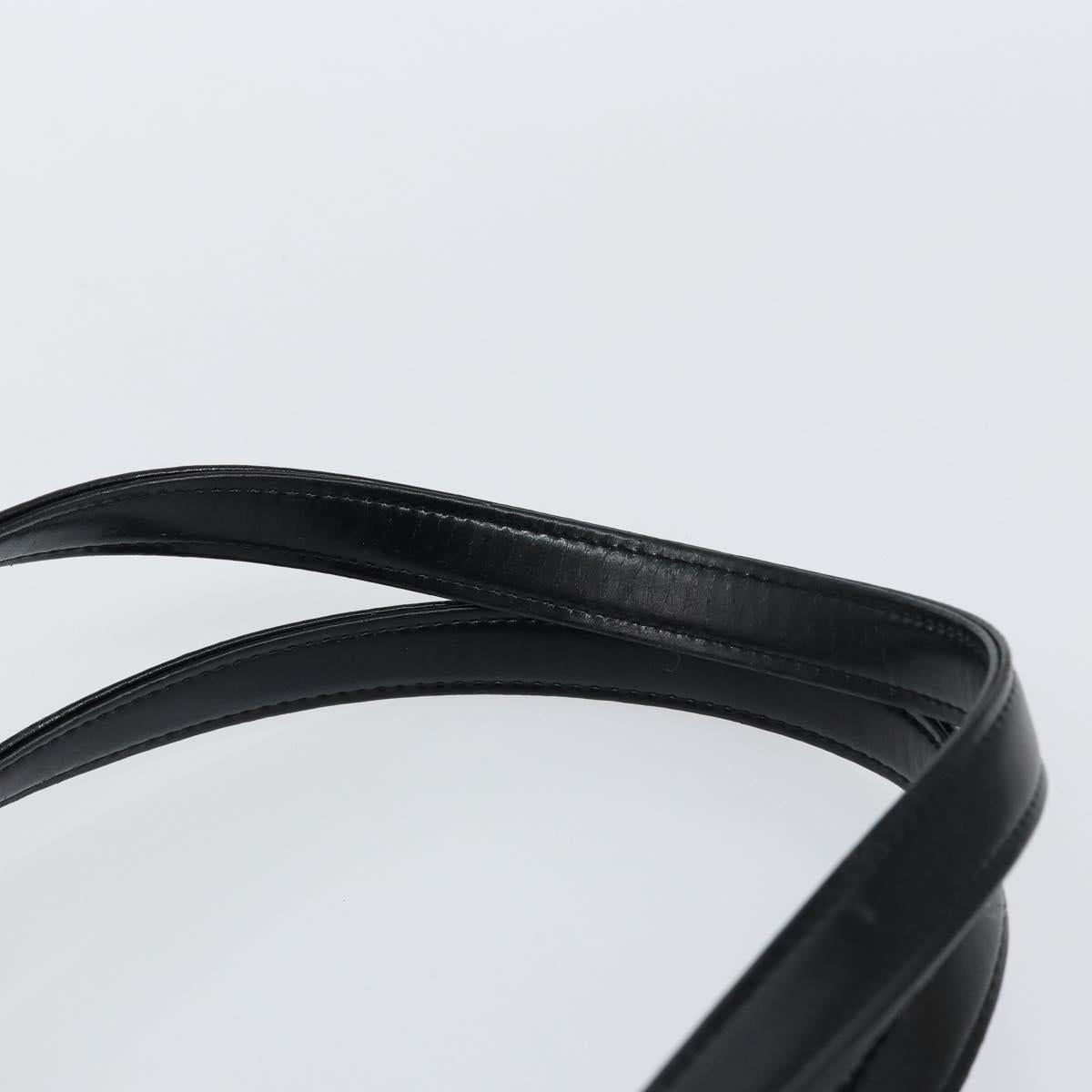 SAINT LAURENT Hand Bag Nylon Enamel Black Gold Auth gh1164