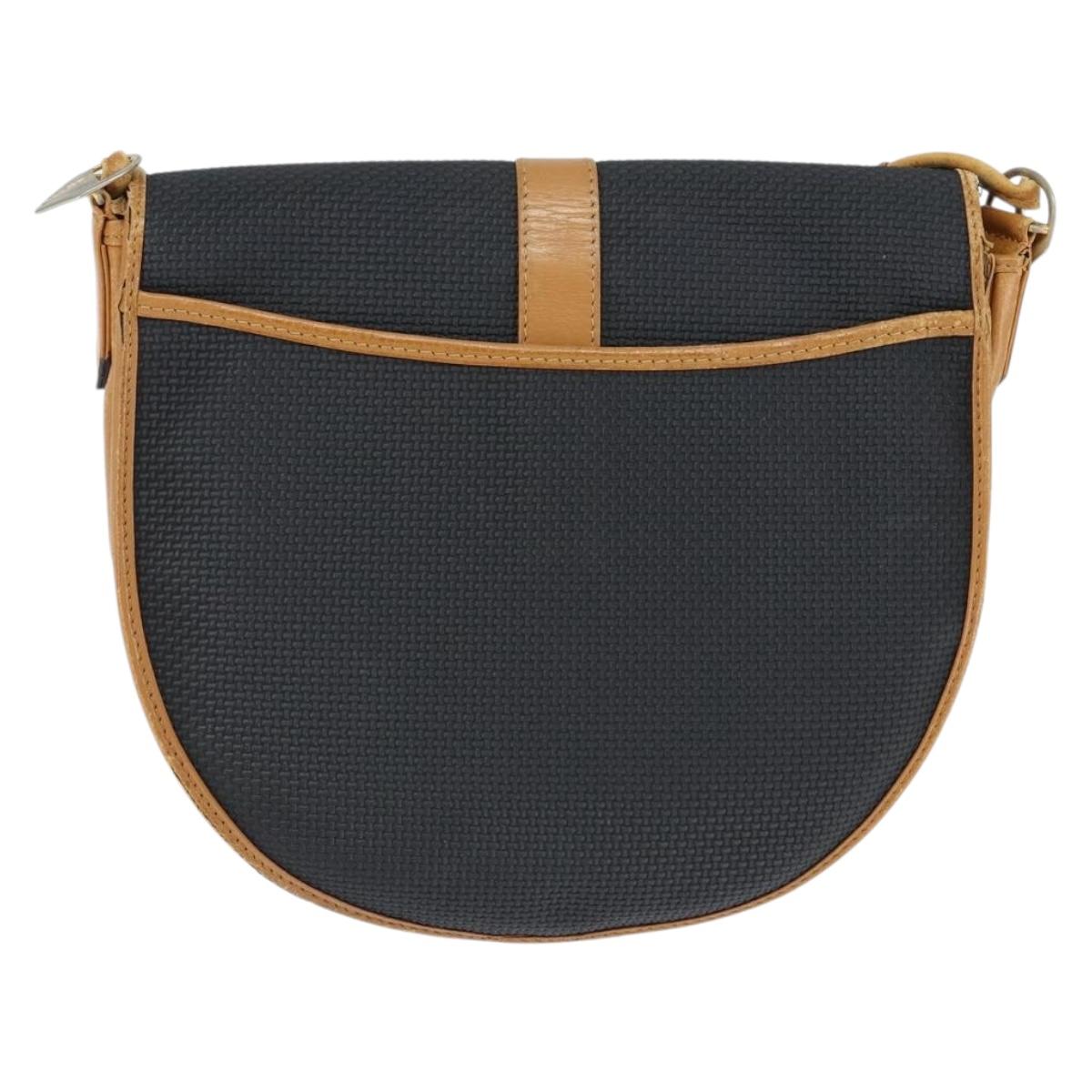 SAINT LAURENT Shoulder Bag Leather Black Gold Auth gh1165