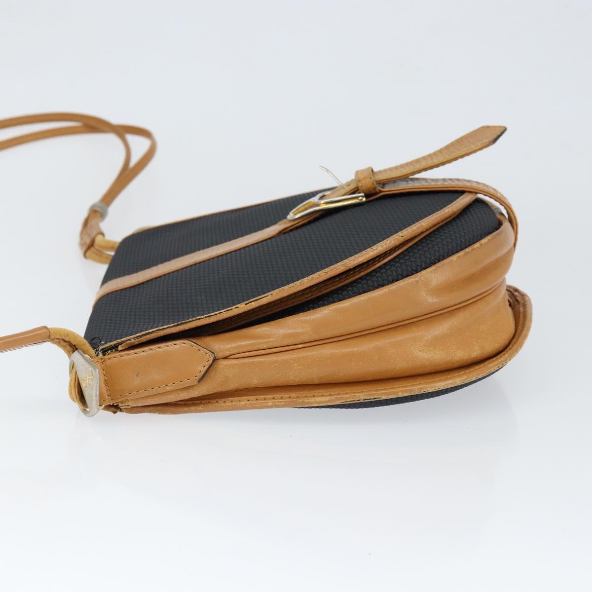 SAINT LAURENT Shoulder Bag Leather Black Gold Auth gh1165