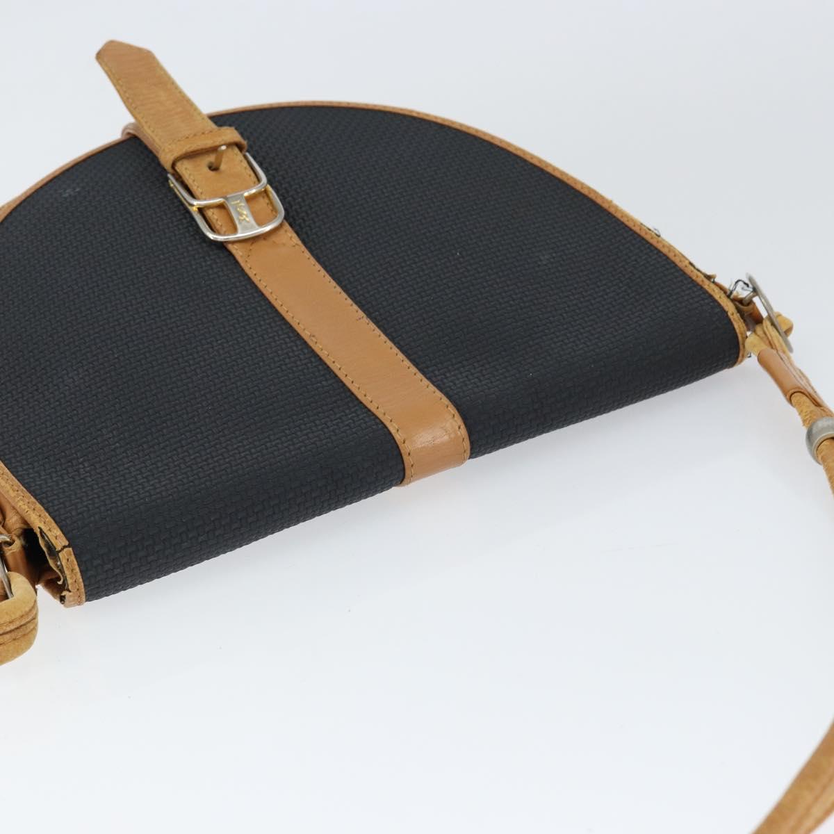 SAINT LAURENT Shoulder Bag Leather Black Gold Auth gh1165