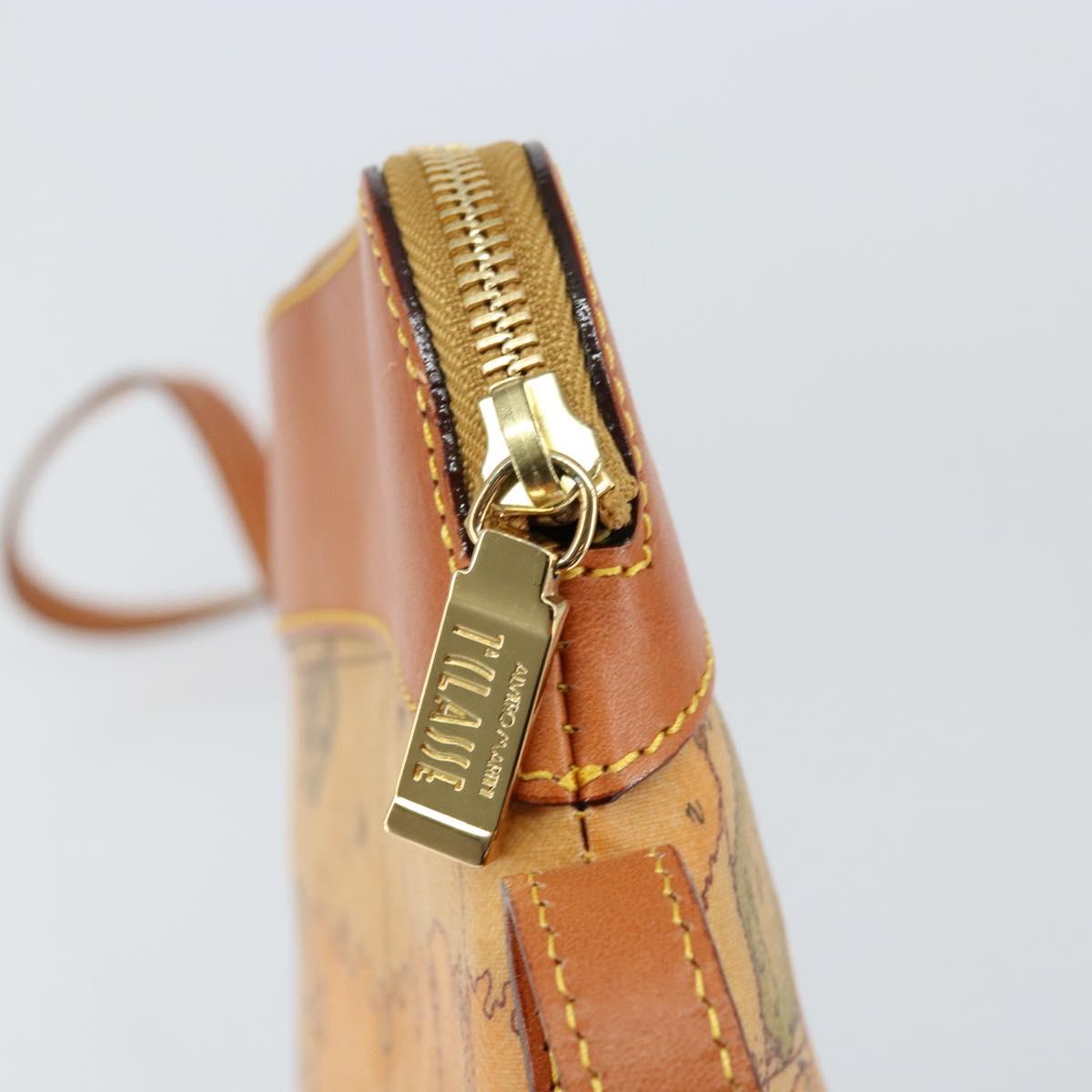 PRIMA CLASSE Shoulder Bag Leather PVC Beige Gold Auth gh1167