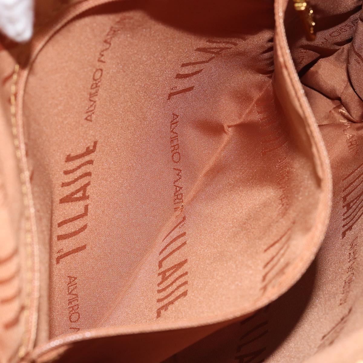 PRIMA CLASSE Shoulder Bag Leather PVC Beige Gold Auth gh1167