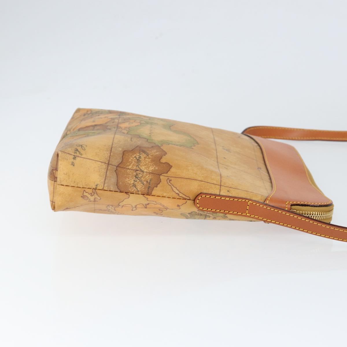 PRIMA CLASSE Shoulder Bag Leather PVC Beige Gold Auth gh1167