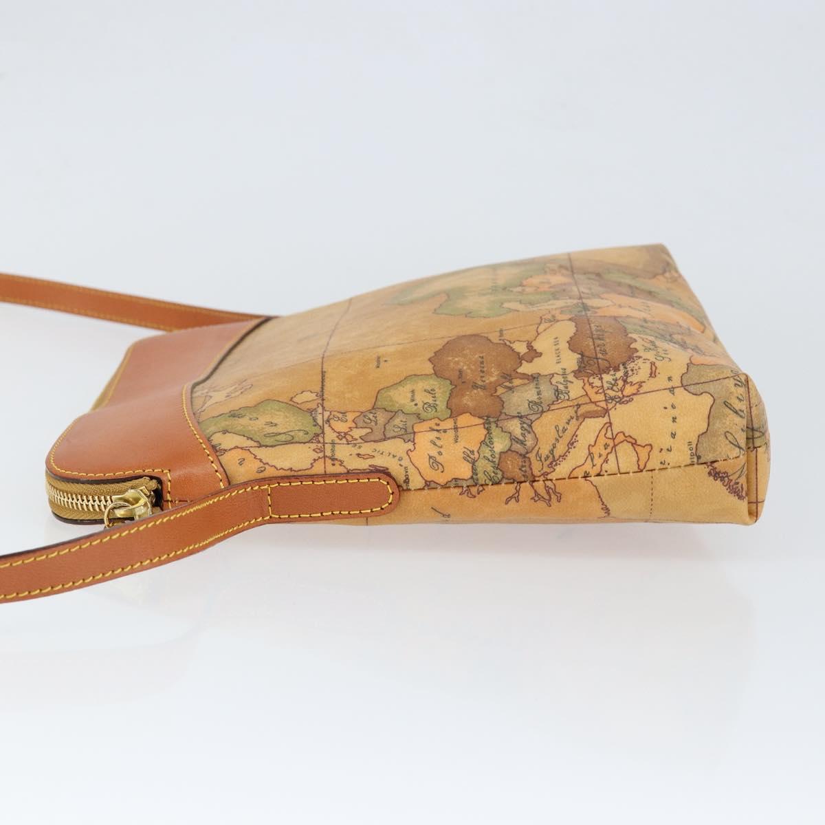 PRIMA CLASSE Shoulder Bag Leather PVC Beige Gold Auth gh1167