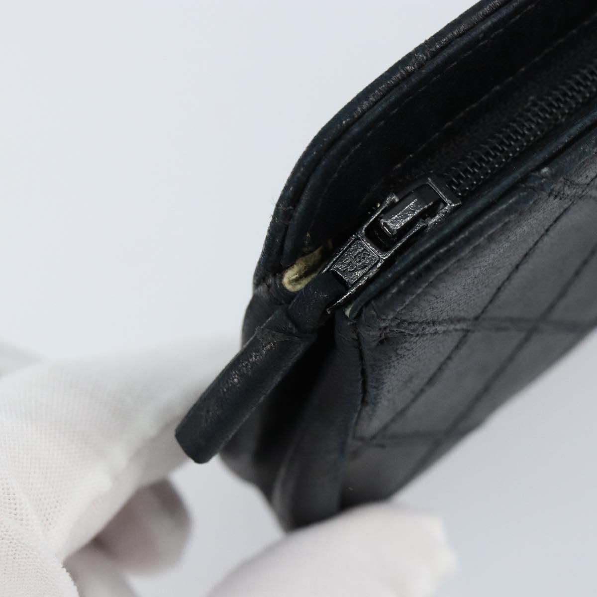 CHANEL Bicolore Pouch Lamb Skin Black Gold CC Auth gh1175