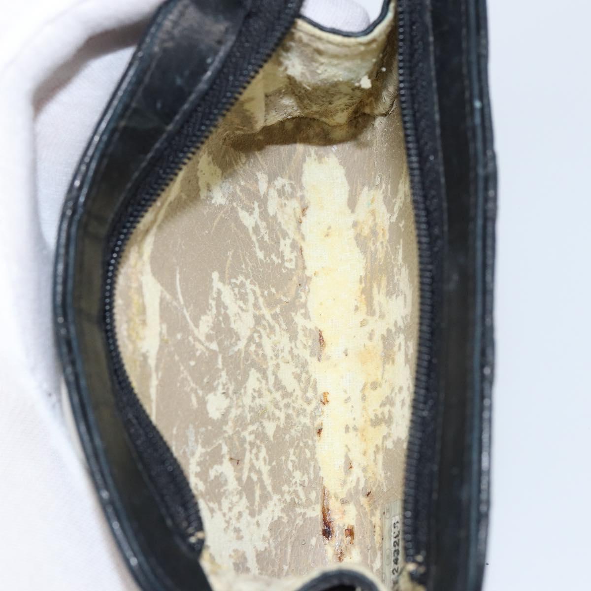 CHANEL Bicolore Pouch Lamb Skin Black Gold CC Auth gh1175