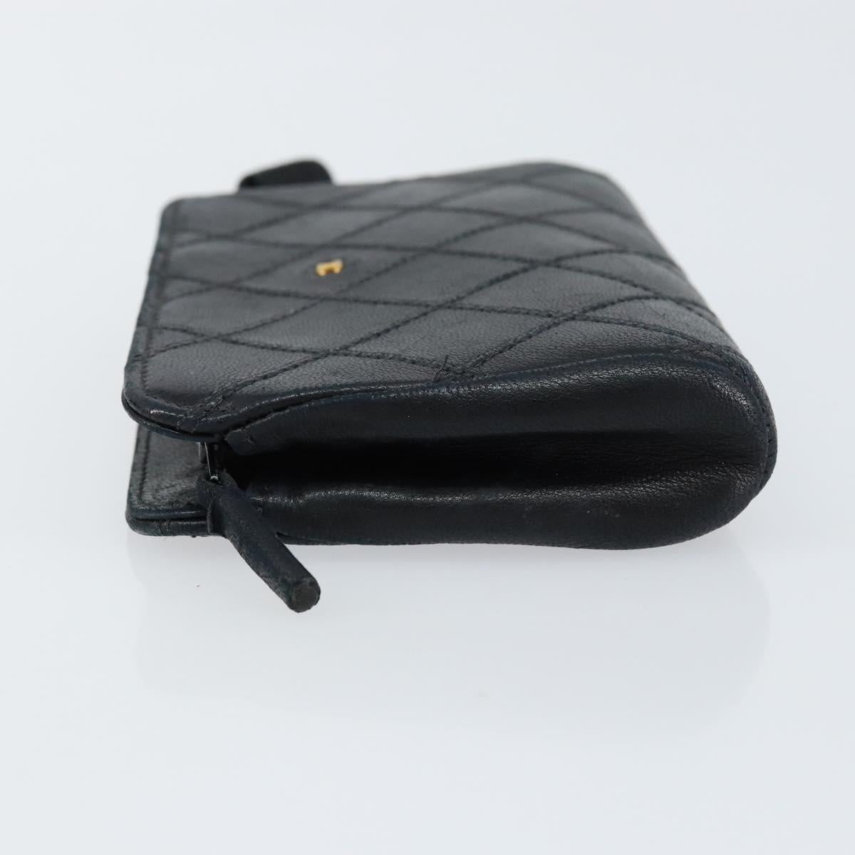 CHANEL Bicolore Pouch Lamb Skin Black Gold CC Auth gh1175