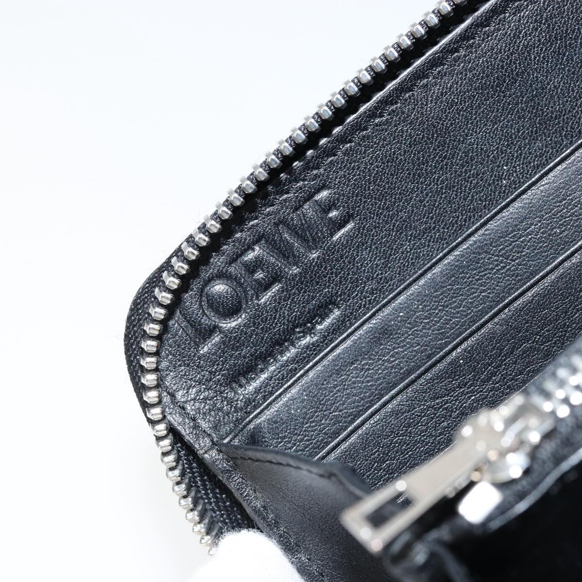 LOEWE Anagram Long Wallet Leather Blue Silver Auth gh1176