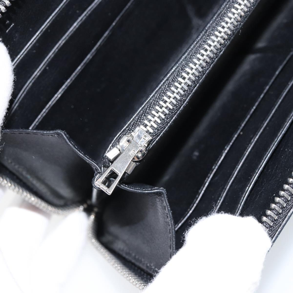 LOEWE Anagram Long Wallet Leather Blue Silver Auth gh1176