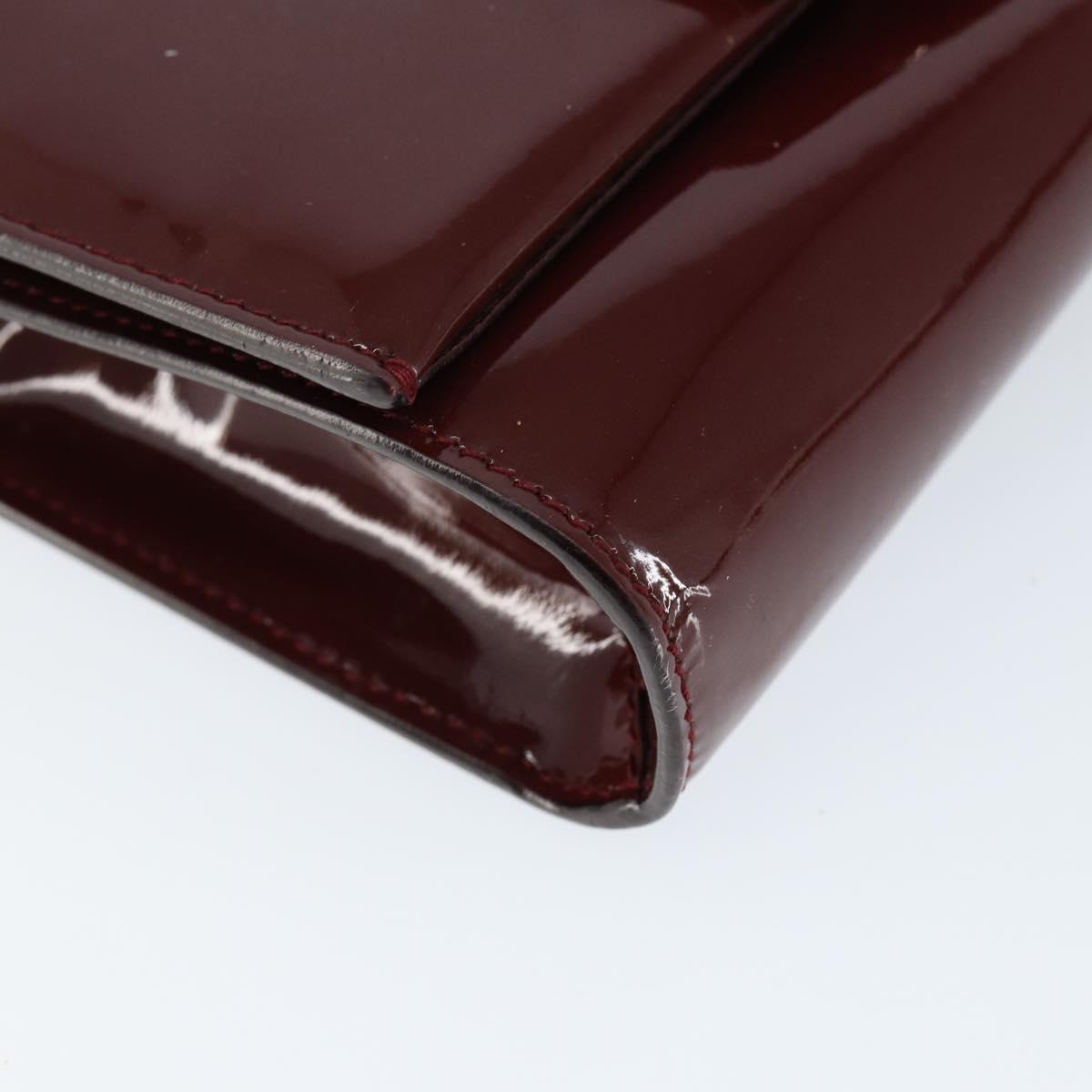 Salvatore Ferragamo Vala Chain Shoulder Bag Enamel Red Silver Auth gh1177