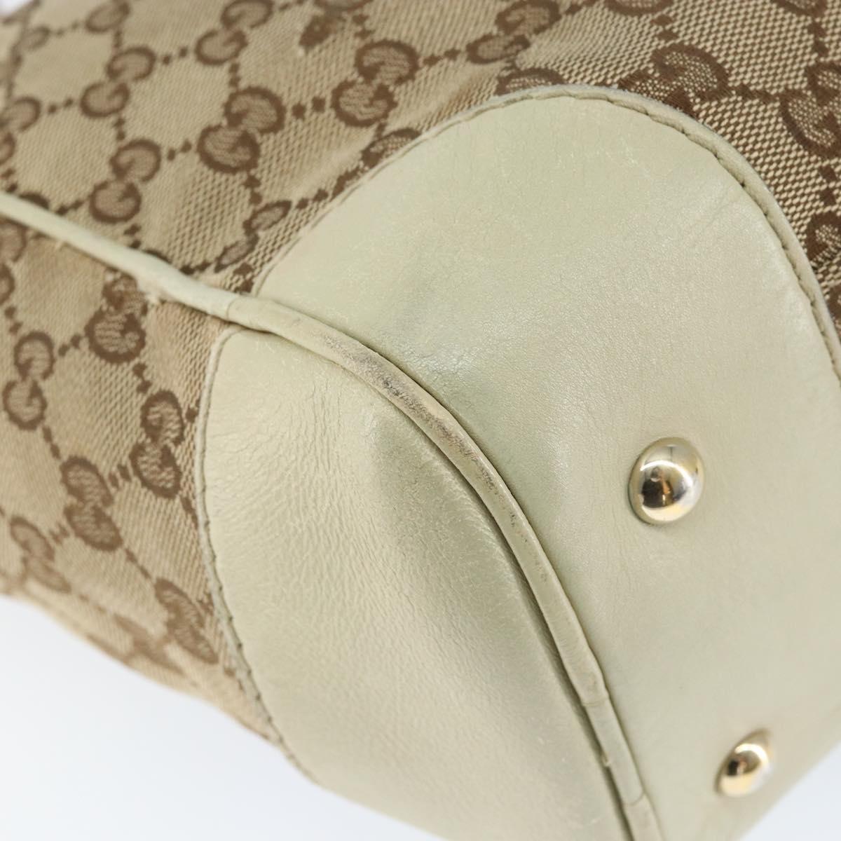 GUCCI GG Canvas Web Sherry Line Tote Bag Beige Gold 257061 Auth gh1178