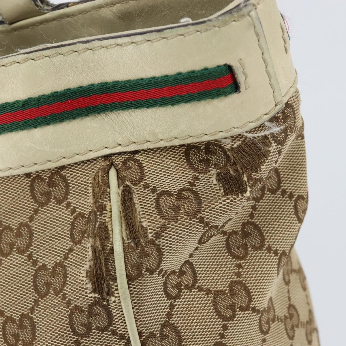 GUCCI GG Canvas Web Sherry Line Tote Bag Beige Gold 257061 Auth gh1178