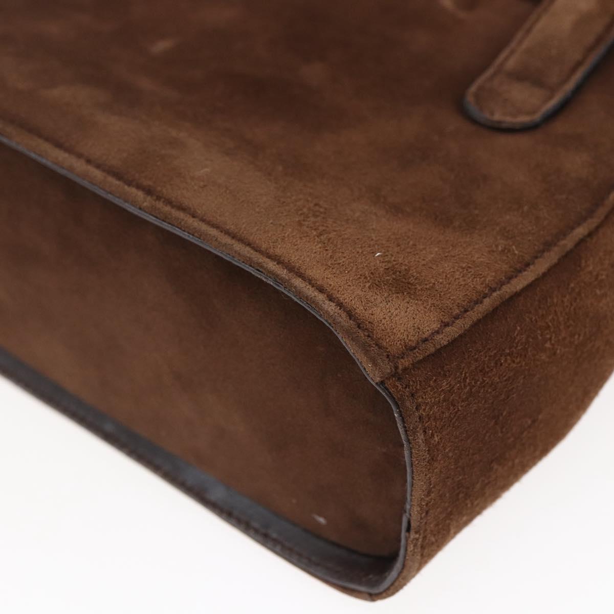 Salvatore Ferragamo Gancini Hand Bag Suede Brown Gold Auth gh1183