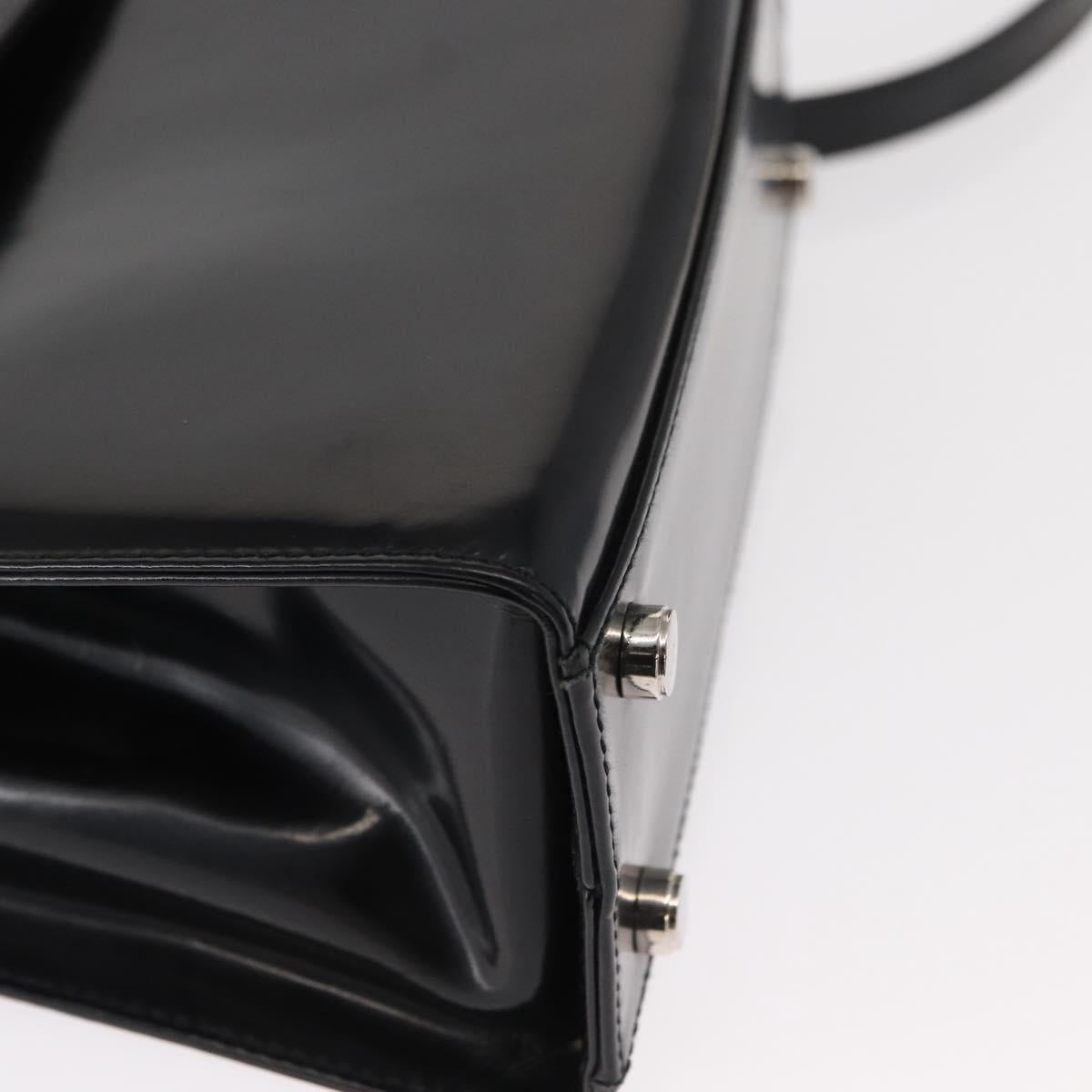 Salvatore Ferragamo Gancini Hand Bag Leather 2way Black Silver Auth gh1184