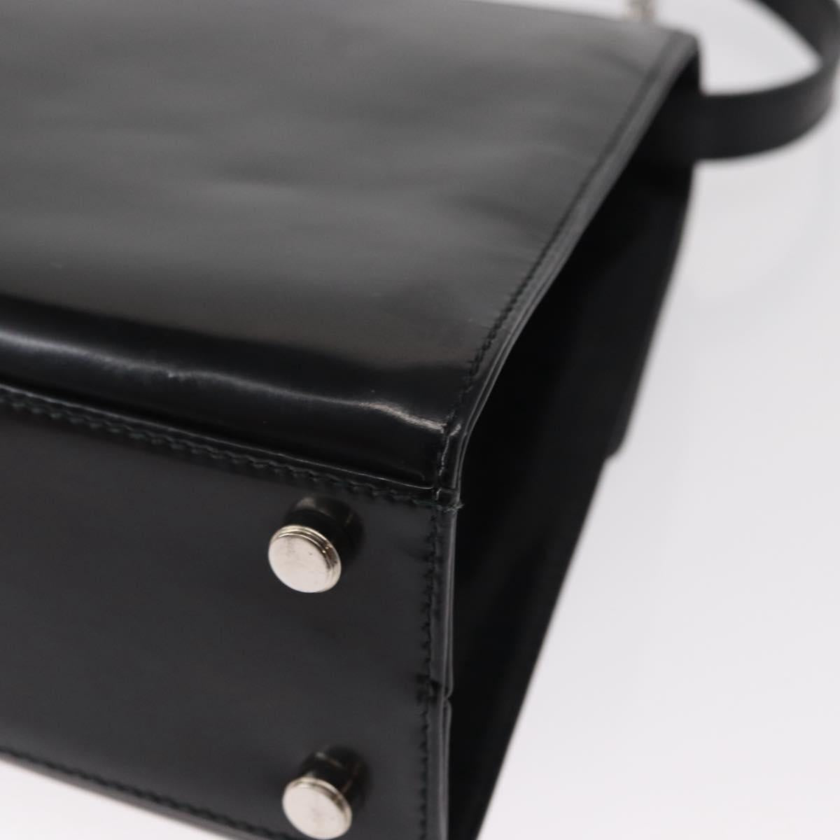 Salvatore Ferragamo Gancini Hand Bag Leather 2way Black Silver Auth gh1184