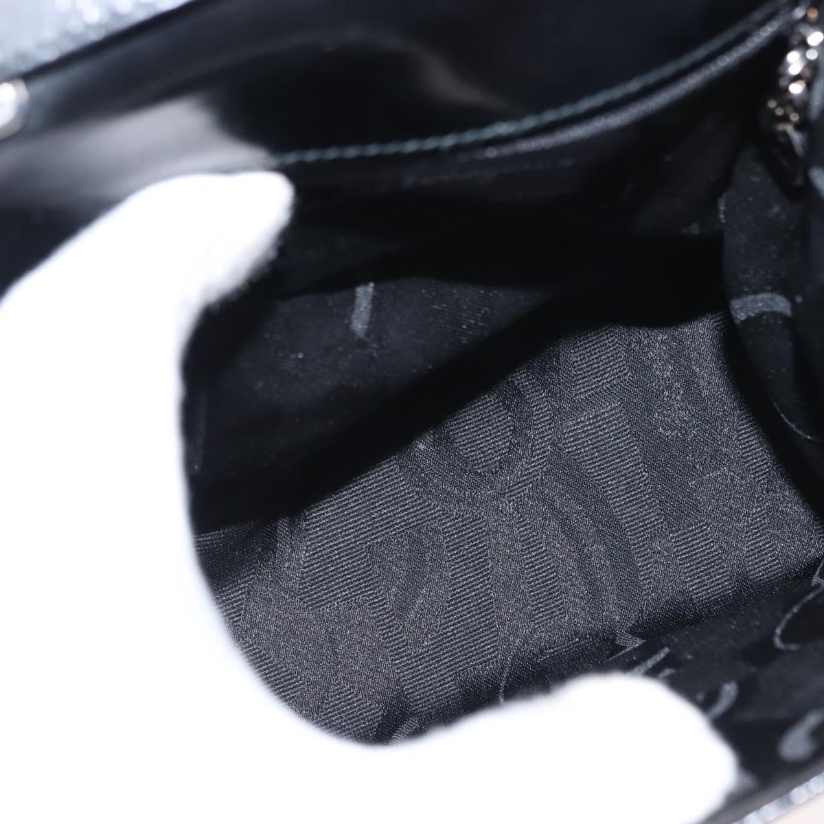 Salvatore Ferragamo Gancini Hand Bag Leather 2way Black Silver Auth gh1184