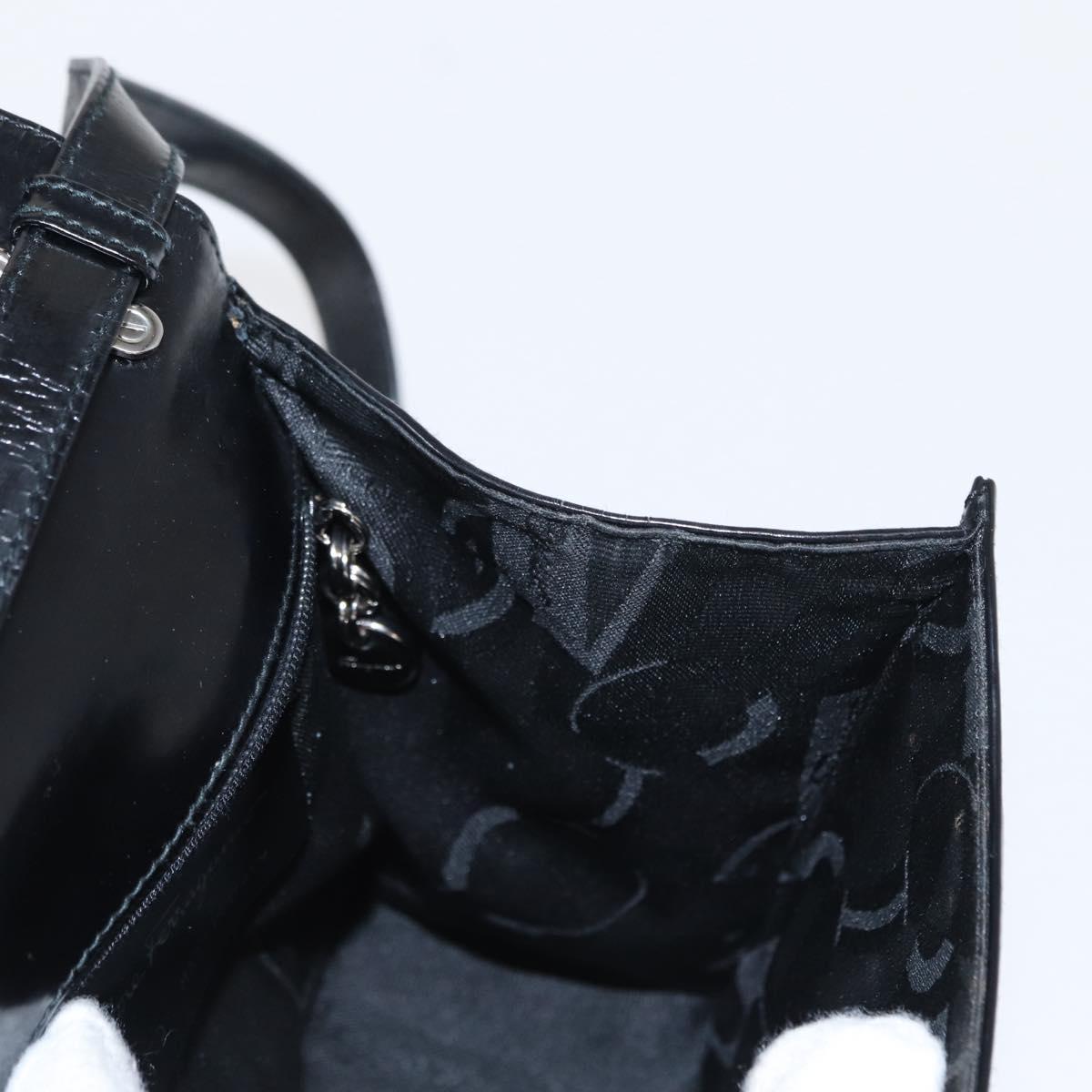 Salvatore Ferragamo Gancini Hand Bag Leather 2way Black Silver Auth gh1184
