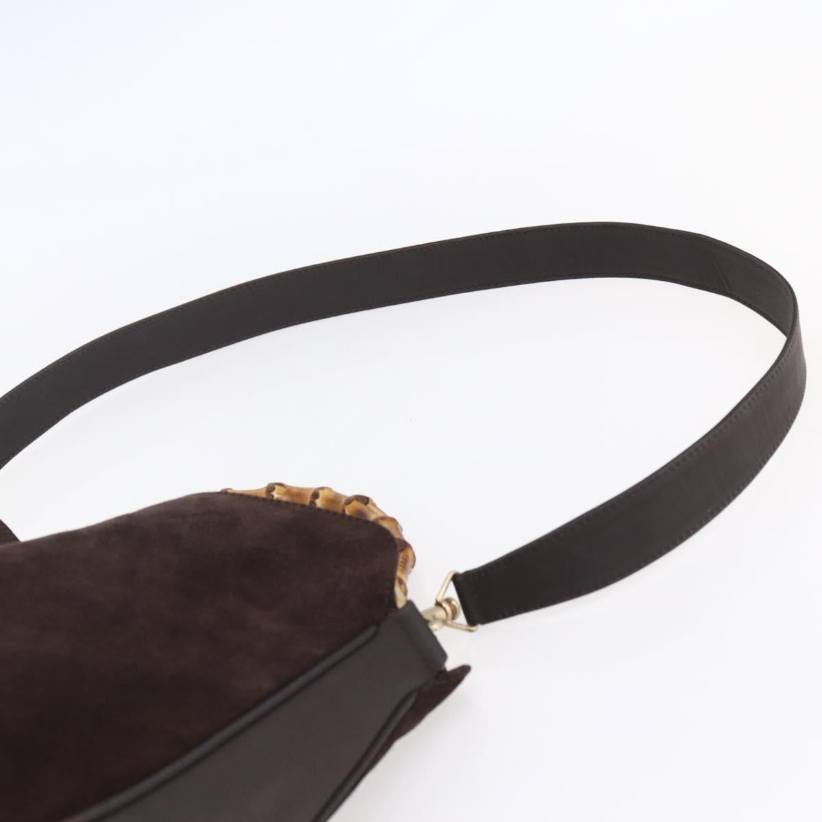 GUCCI Bamboo Shoulder Bag Leather 2way Brown Gold 001 1705 1638 Auth gh1190